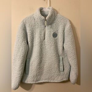 Women’s Ivory Ella Baby Blue Sherpa Fleece 1/4 Zip Pullover Size Medium